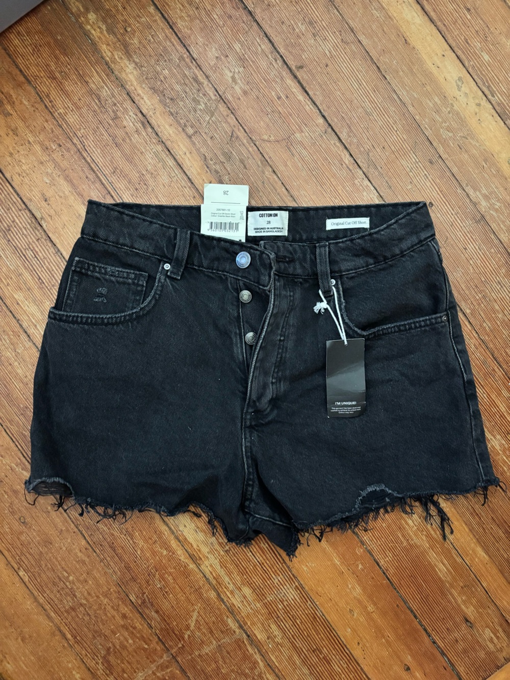Cotton On Black Wonen’s Raw Hem Denim Shorts